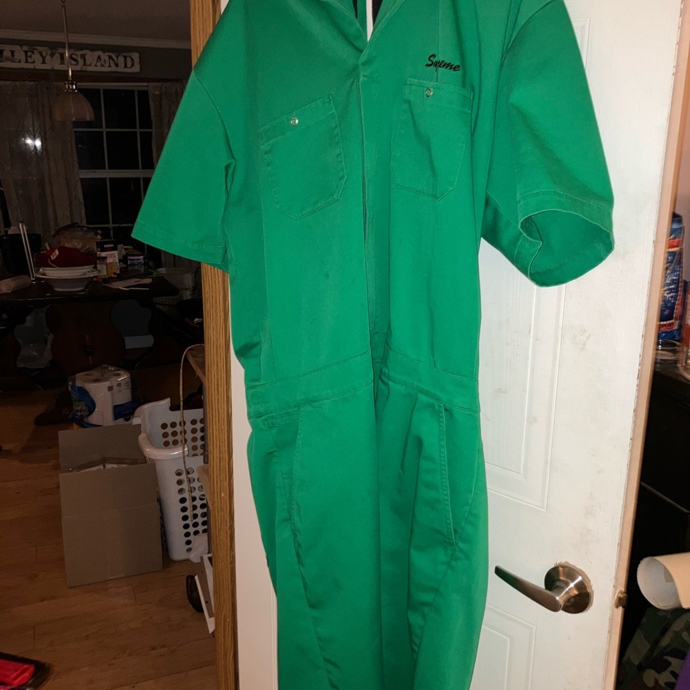 Supreme Emerald Green Coveralls  and never been worn Jordan 1 lows 9 1/2